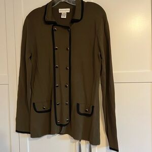 Vintage 90s Doncaster fine knit double breasted placket cardigan olive Size M
